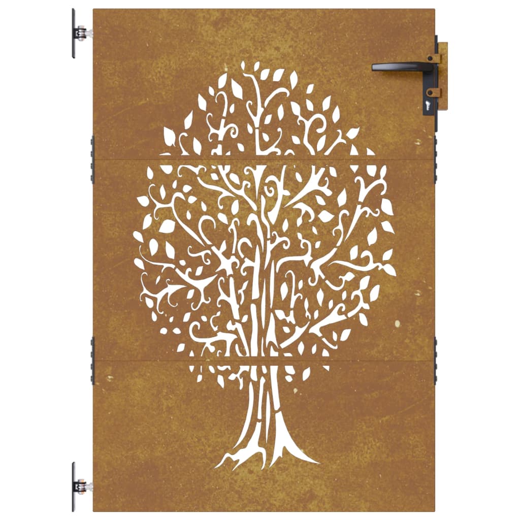 Puerta de jardín acero corten diseño árbol 85x150 cm - Vetonek