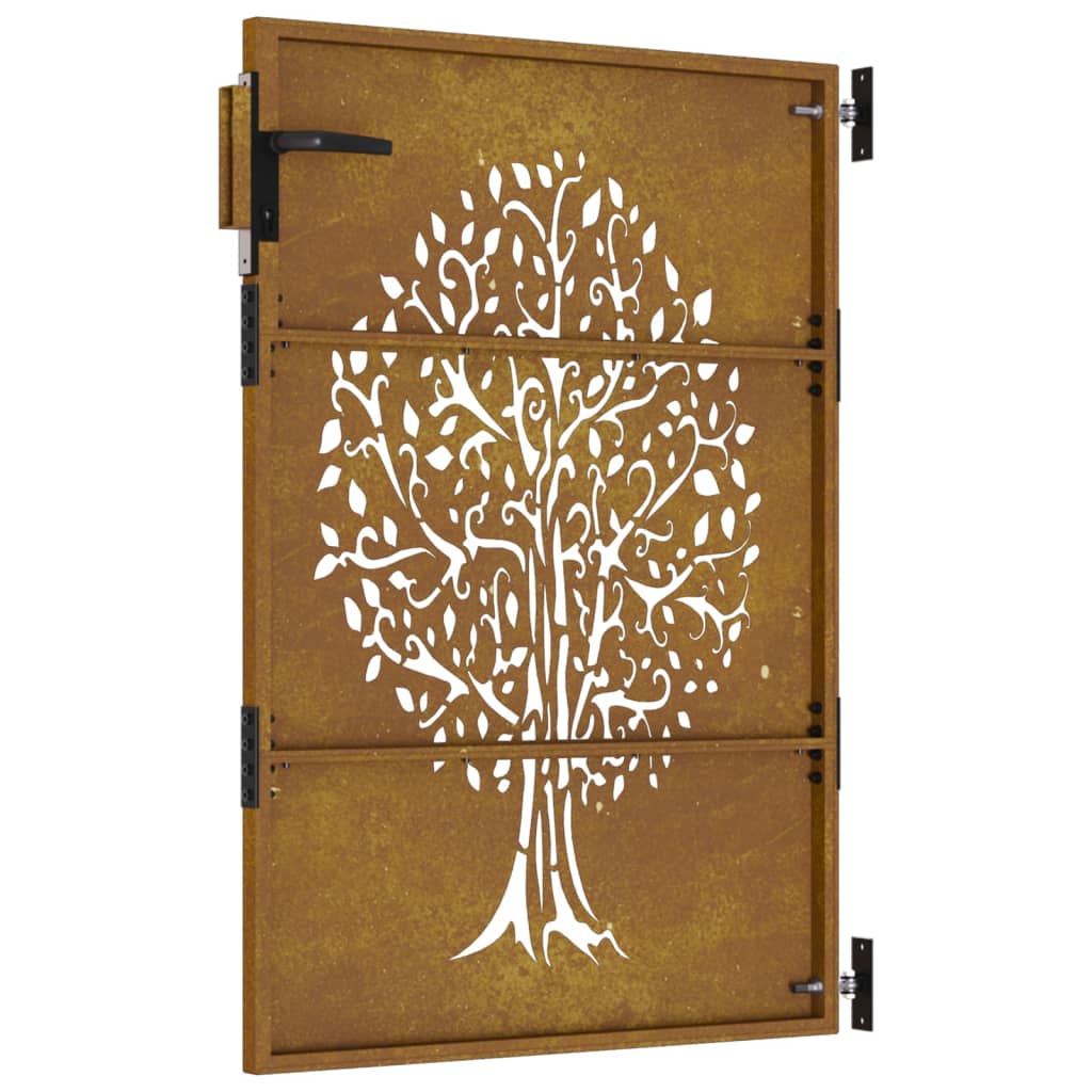 Puerta de jardín acero corten diseño árbol 85x150 cm - Vetonek