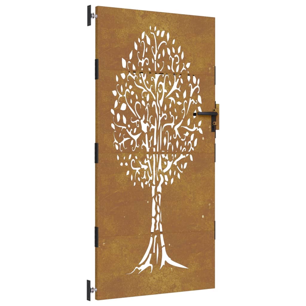 Puerta de jardín acero corten diseño árbol 85x200 cm - Vetonek