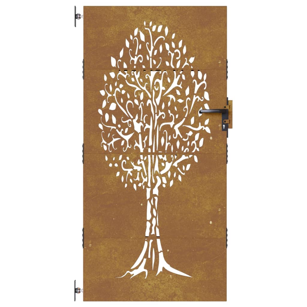 Puerta de jardín acero corten diseño árbol 85x200 cm - Vetonek