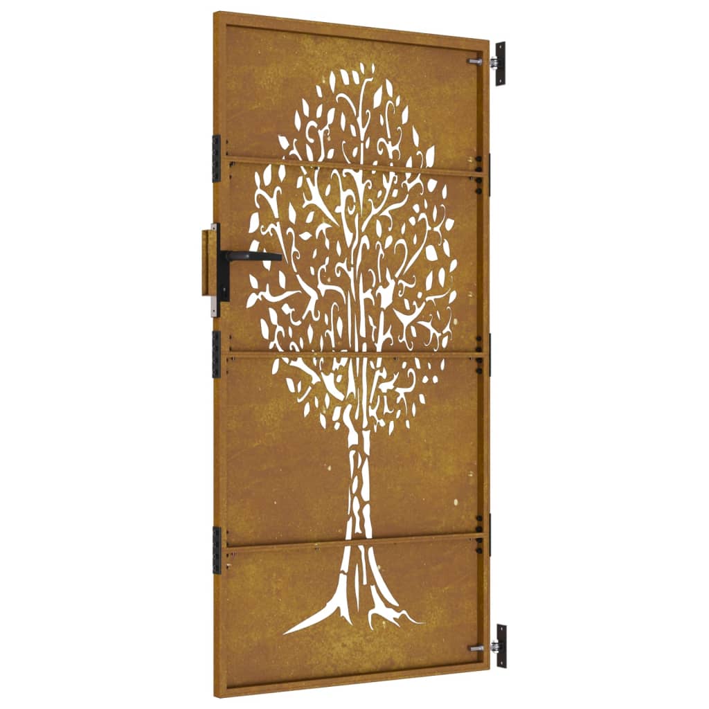 Puerta de jardín acero corten diseño árbol 85x200 cm - Vetonek