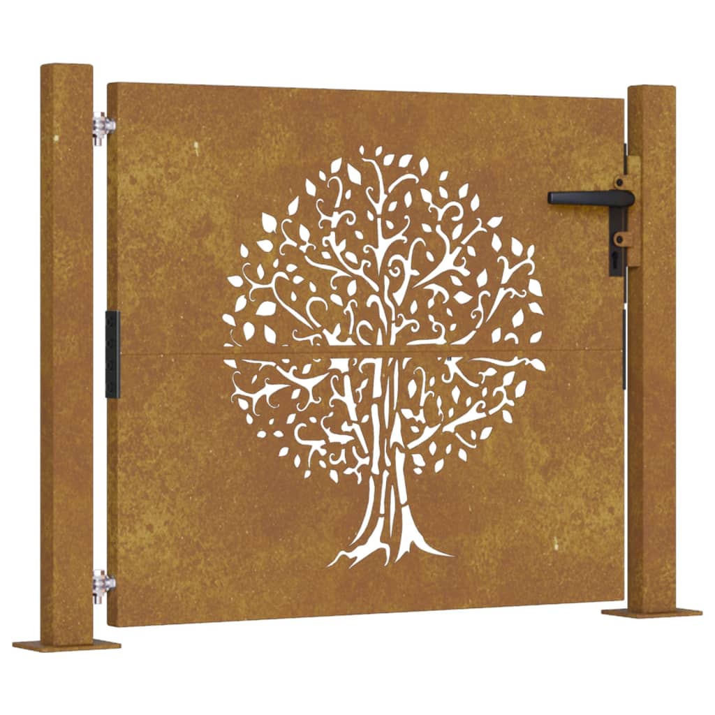 Puerta de jardín acero corten diseño árbol 105x80 cm - Vetonek