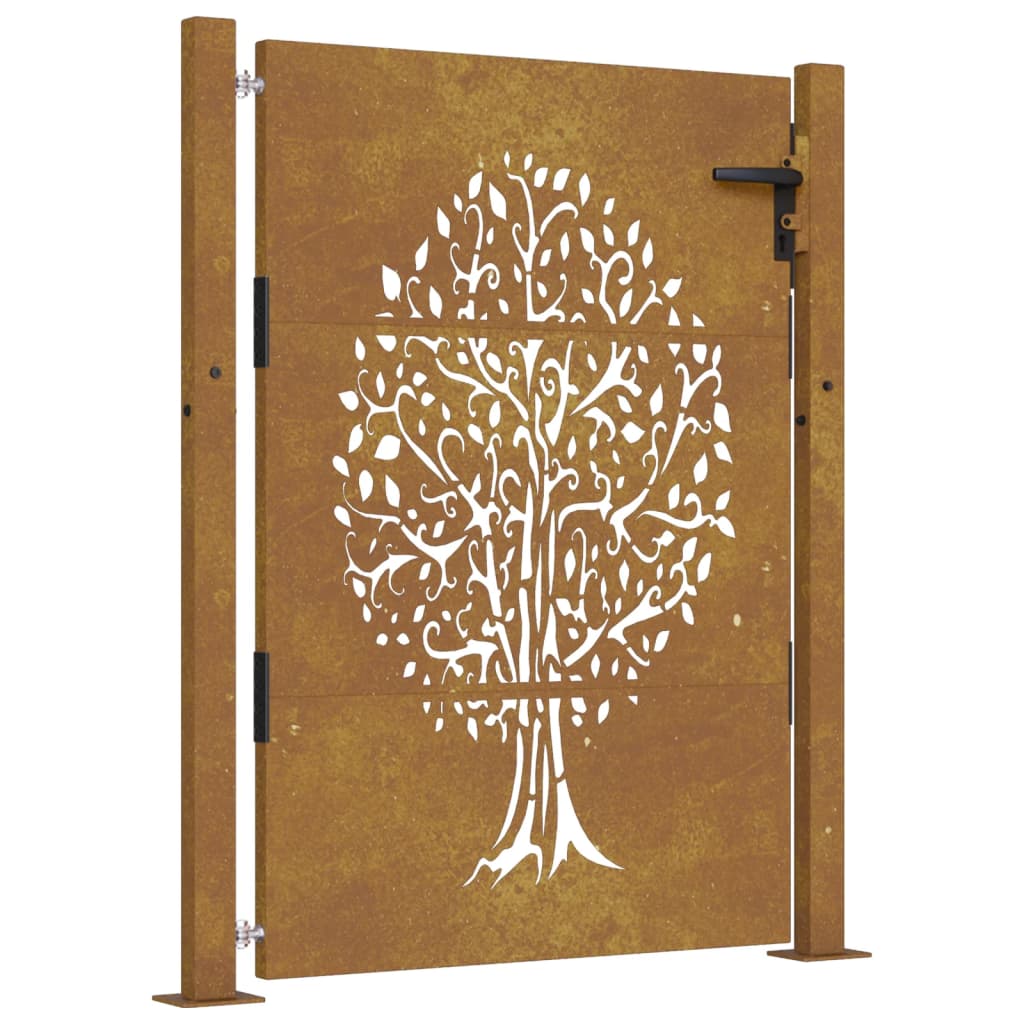 Puerta de jardín acero corten diseño árbol 105x130 cm - Vetonek