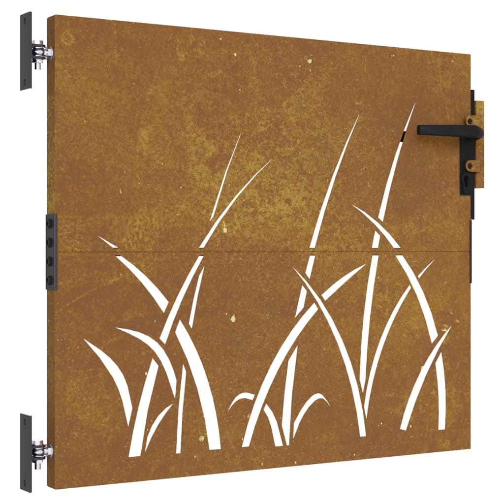 Puerta de jardín acero corten diseño hierba 85x100 cm - Vetonek