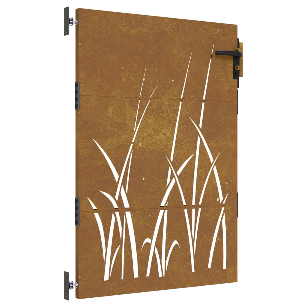 Puerta de jardín acero corten diseño hierba 85x150 cm - Vetonek