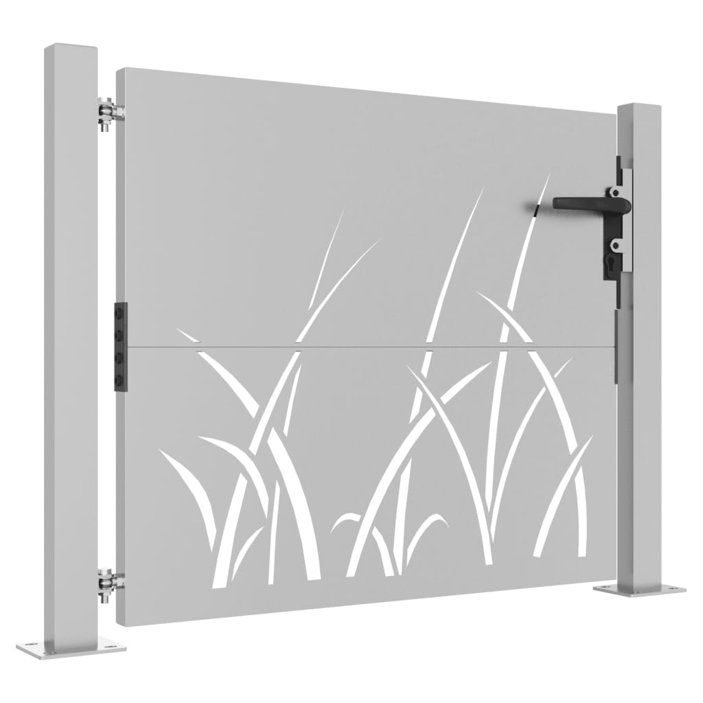 Puerta de jardín acero corten diseño hierba 105x80 cm - Vetonek