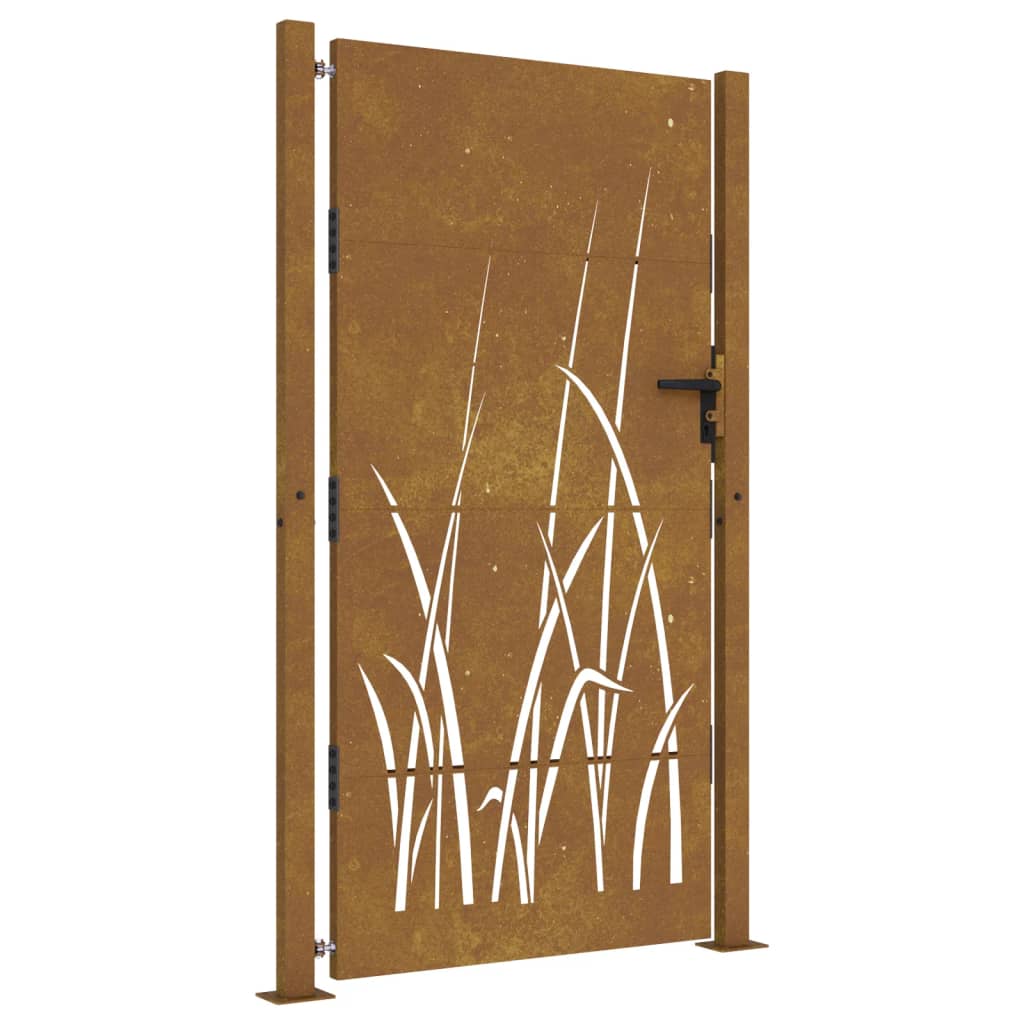 Puerta de jardín acero corten diseño hierba 105x180 cm vidaXL