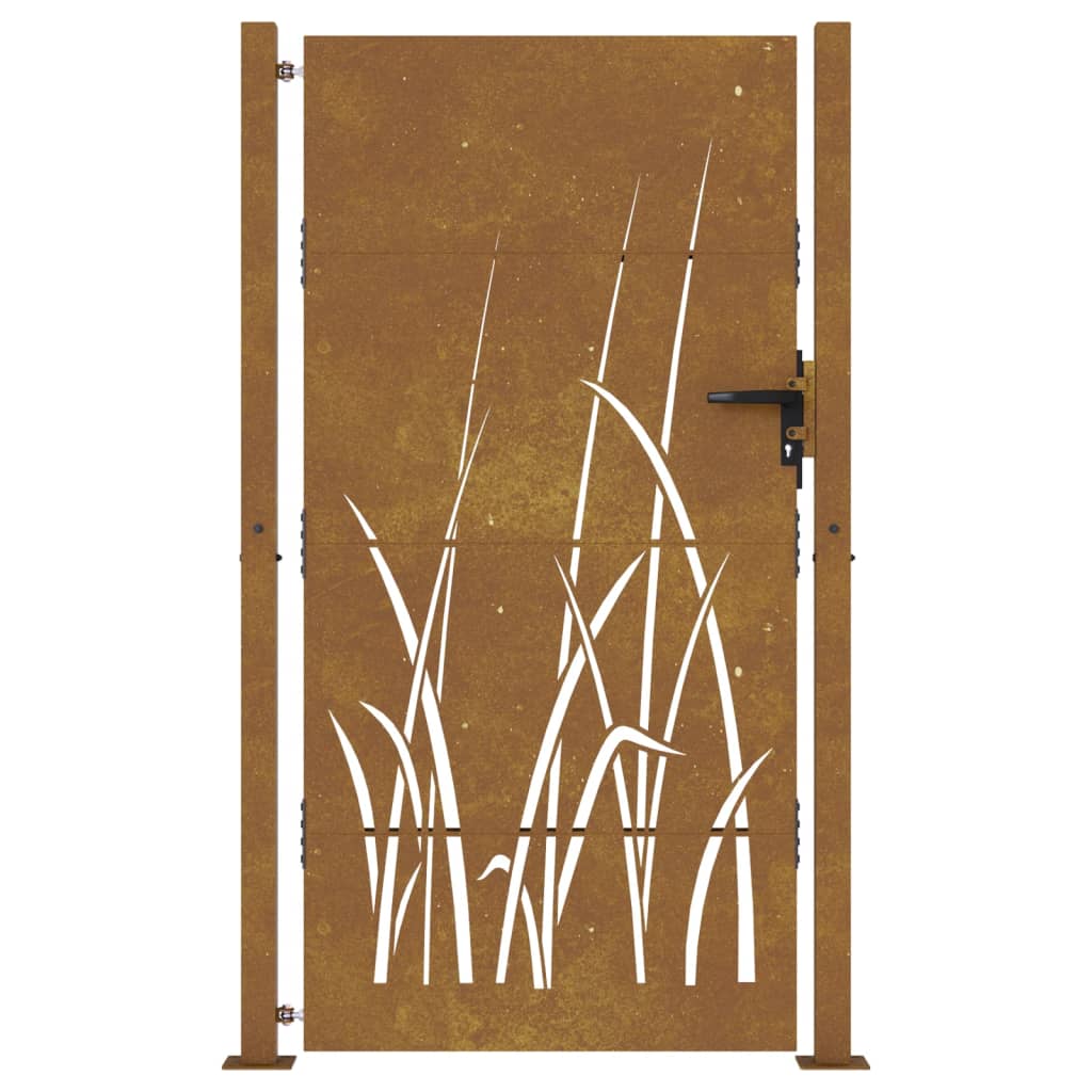 Puerta de jardín acero corten diseño hierba 105x180 cm vidaXL