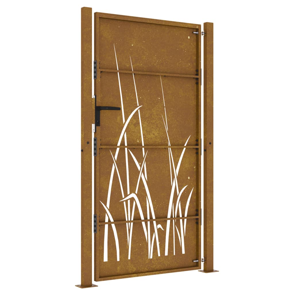 Puerta de jardín acero corten diseño hierba 105x180 cm vidaXL