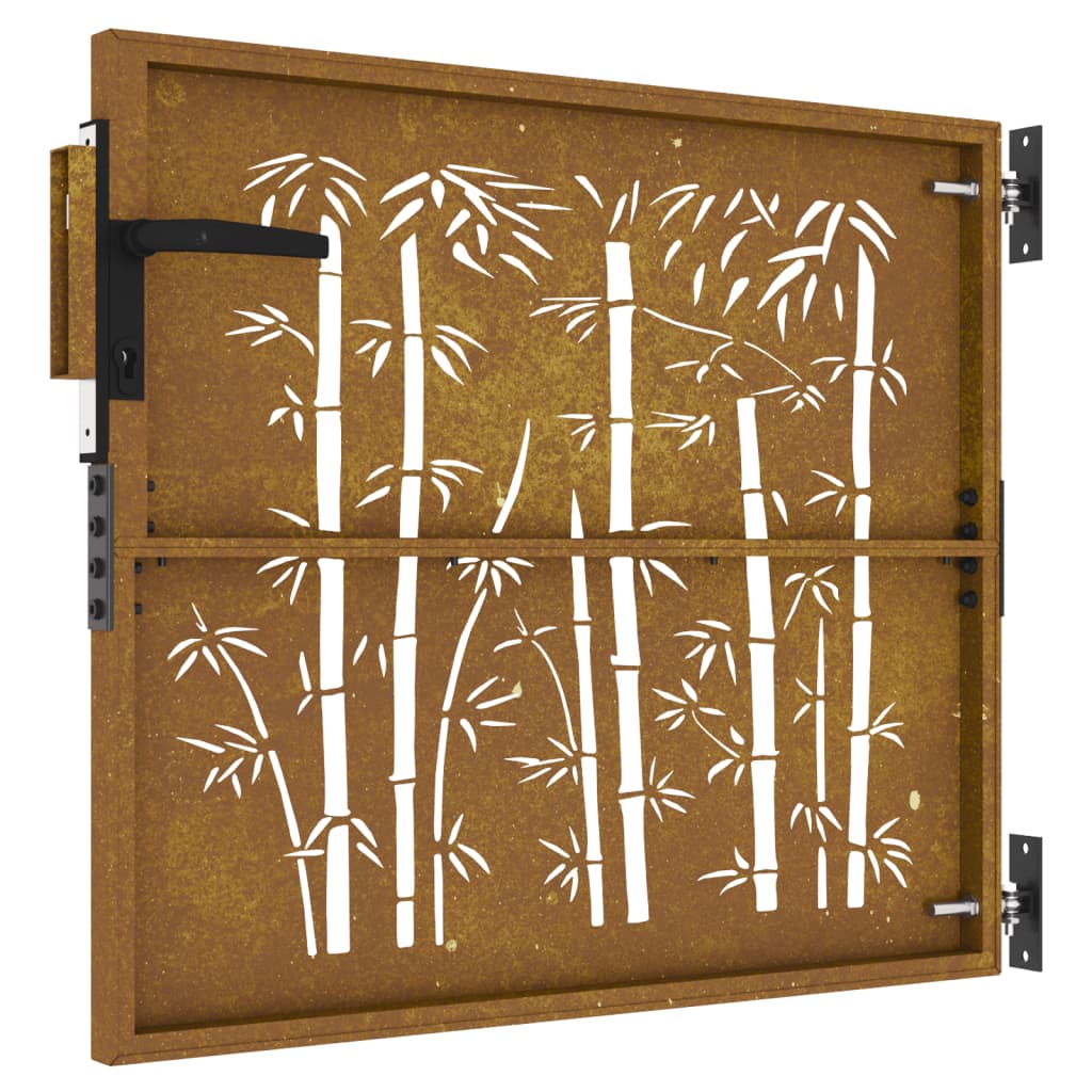 Puerta de jardín acero corten diseño bambú 85x75 cm vidaXL