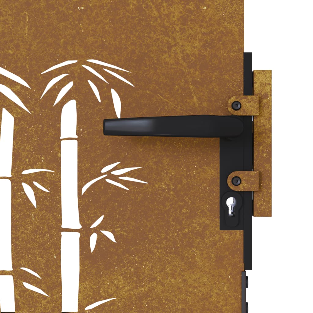 Puerta de jardín acero corten diseño bambú 85x75 cm vidaXL