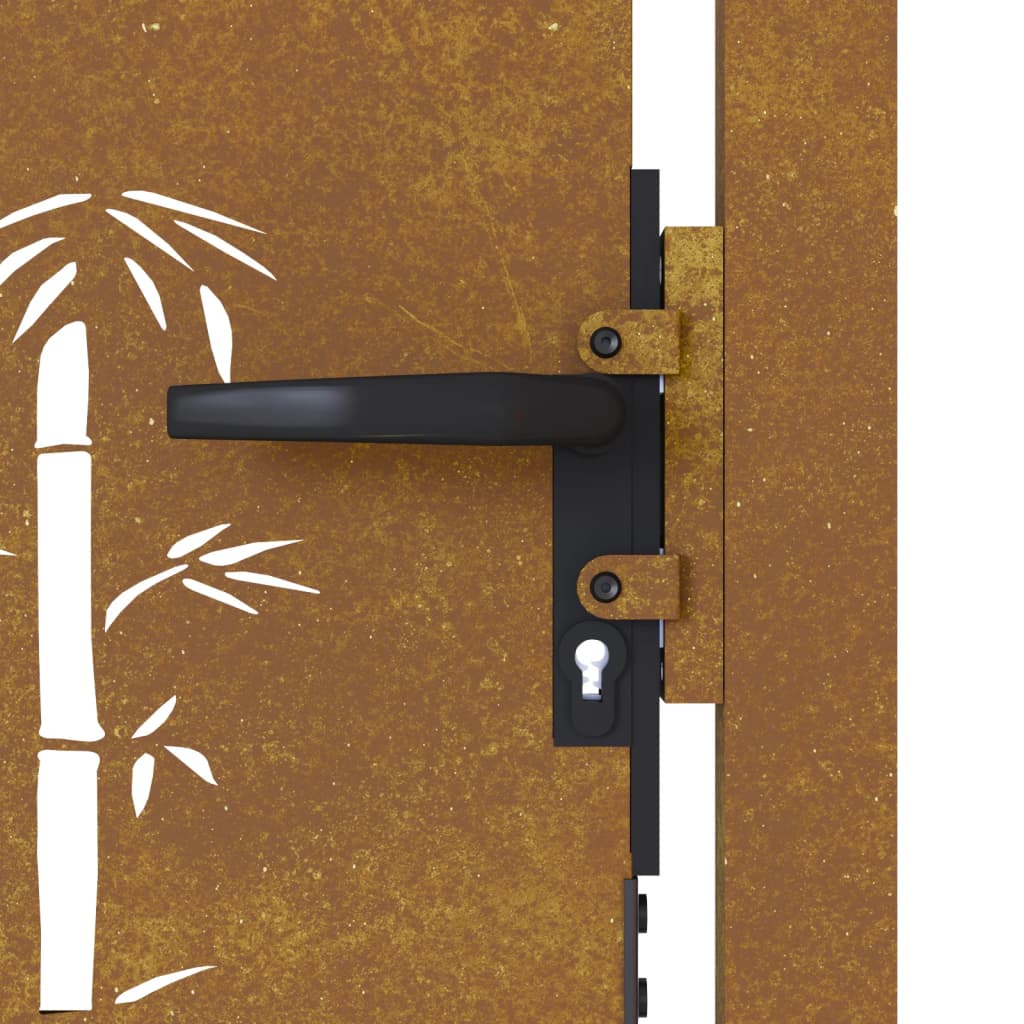 Puerta de jardín acero corten diseño bambú 105x105 cm - Vetonek