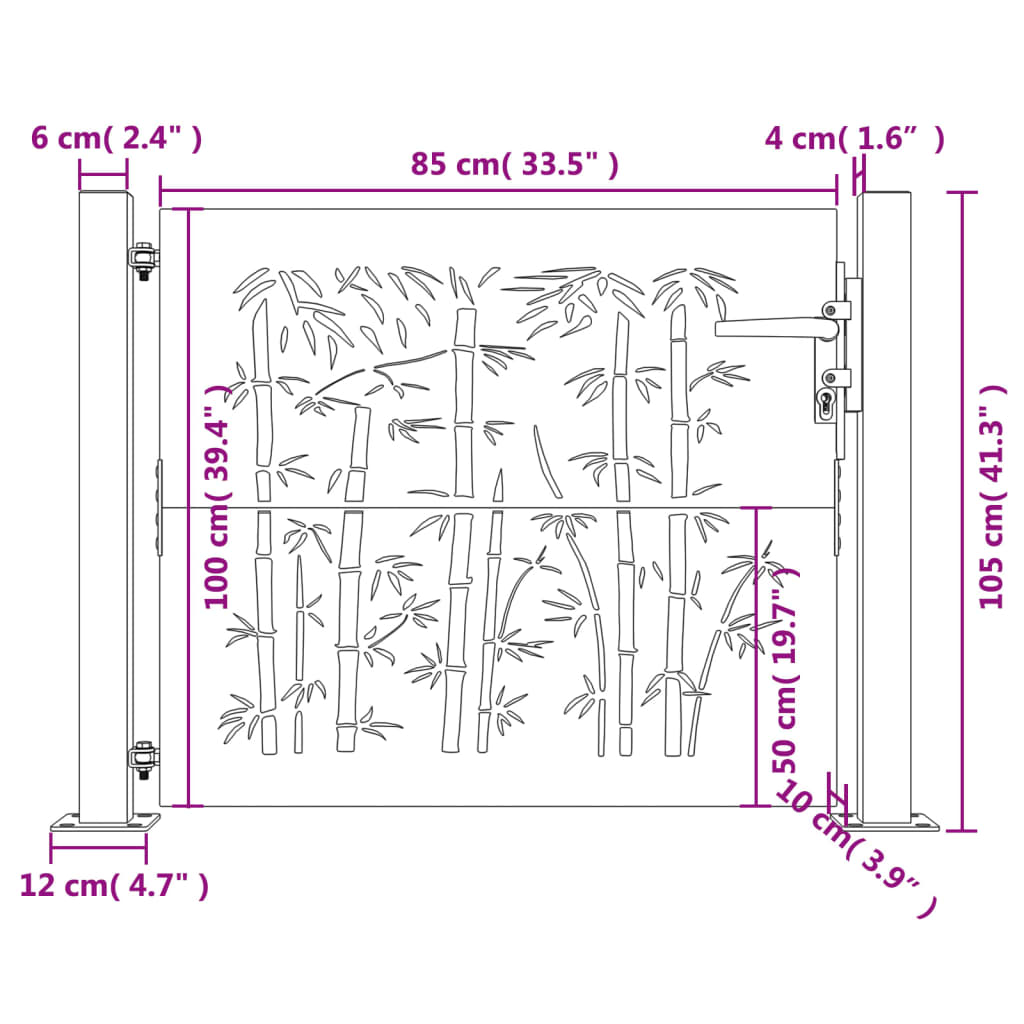 Design di bambù Corten Garden in acciaio 105x105 cm