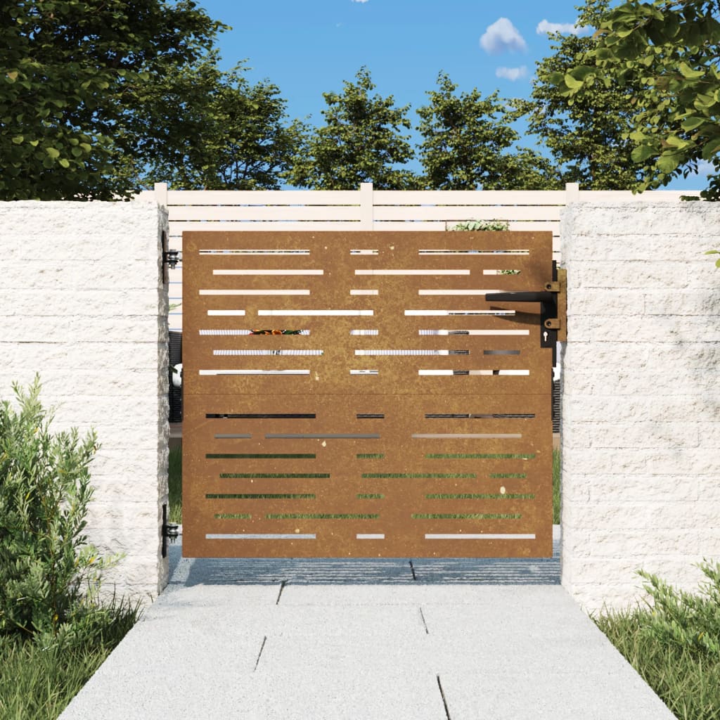 Vetonek Puerta de jardín acero corten diseño cuadrado 85x75 cm