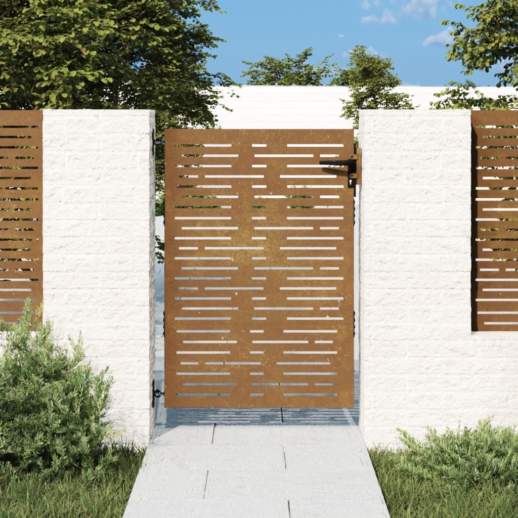 Vetonek Puerta de jardín acero corten diseño cuadrado 85x125 cm