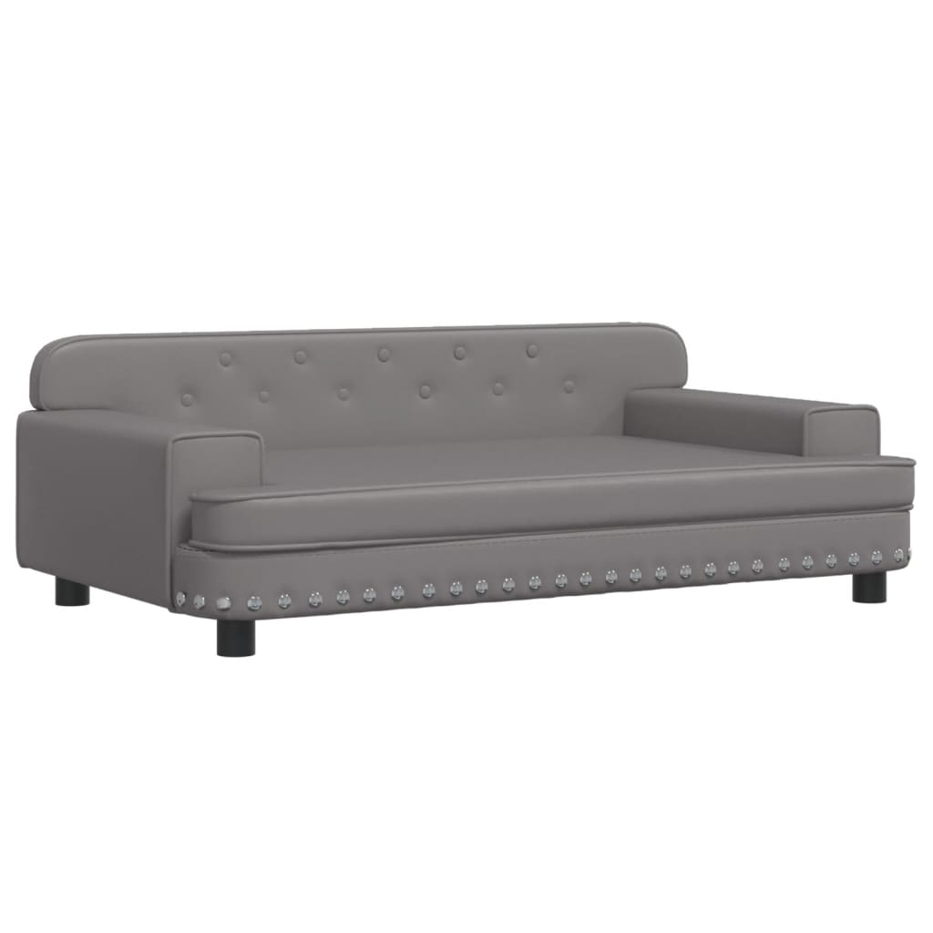 Cama para perros de cuero sintético gris 90x53x30 cm