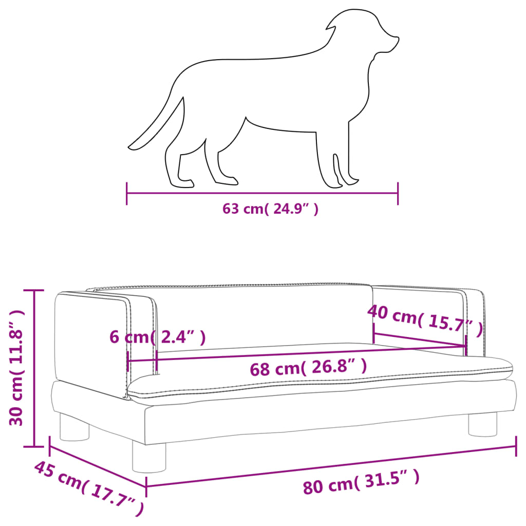 Chiens en velours gris clair 80x45x30 cm