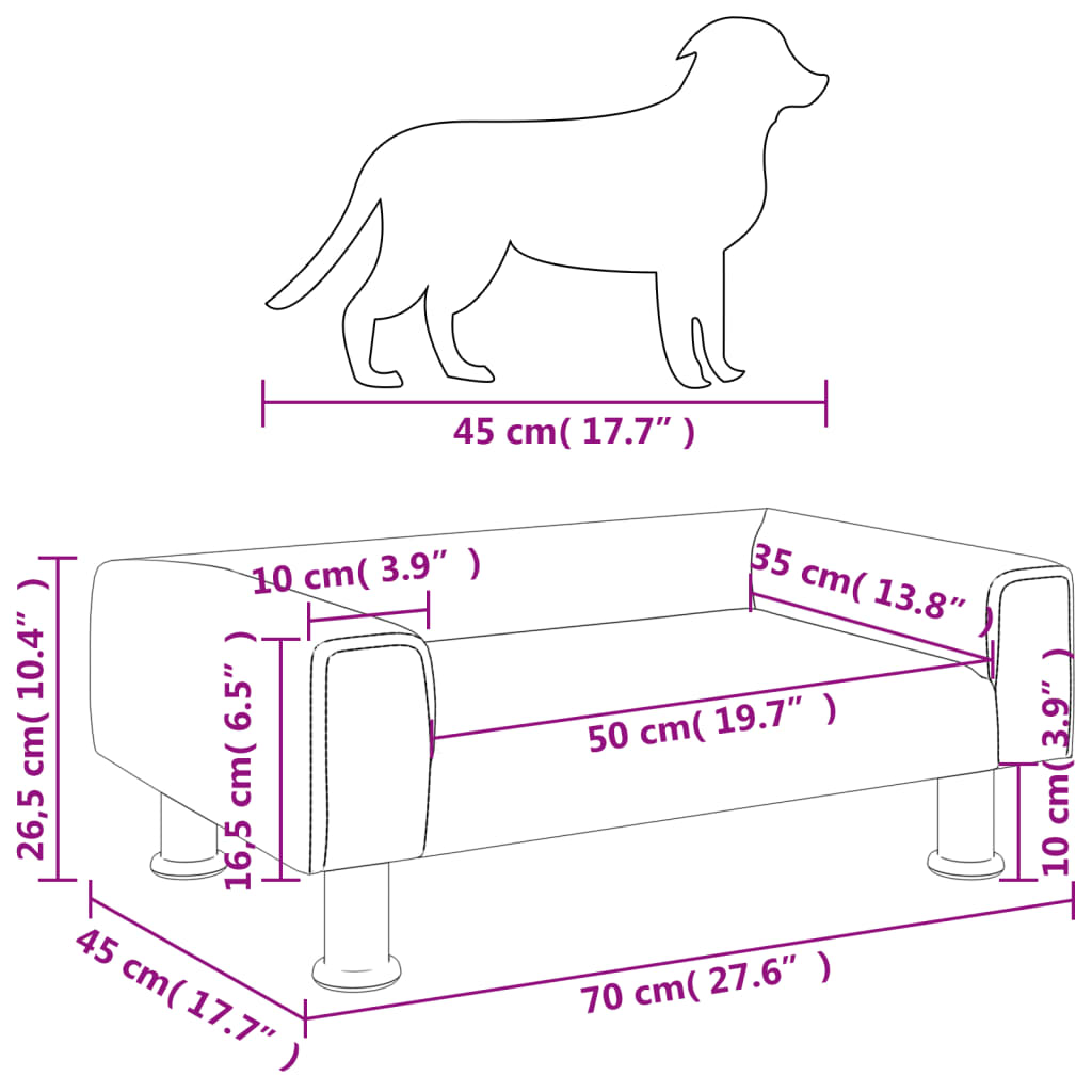 Chiens de velours gris clair 70x45x26,5 cm