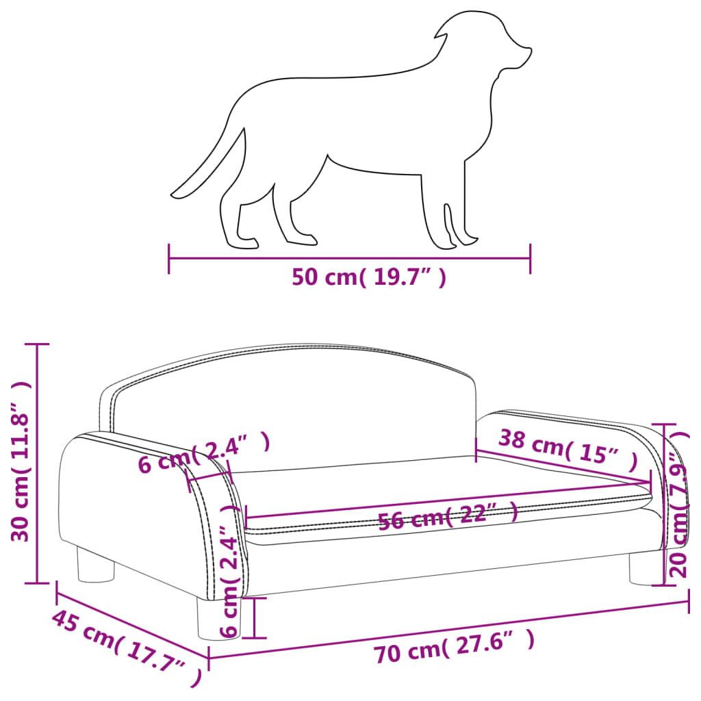 70x45x30 cm lit de chien en cuir synthétique