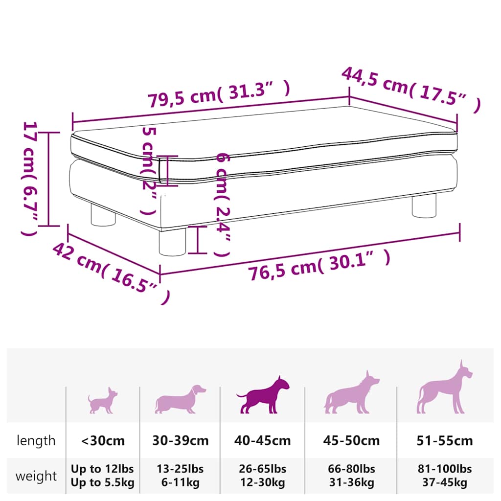 Lit de chien avec extension en velours gris foncé 100x50x30cm