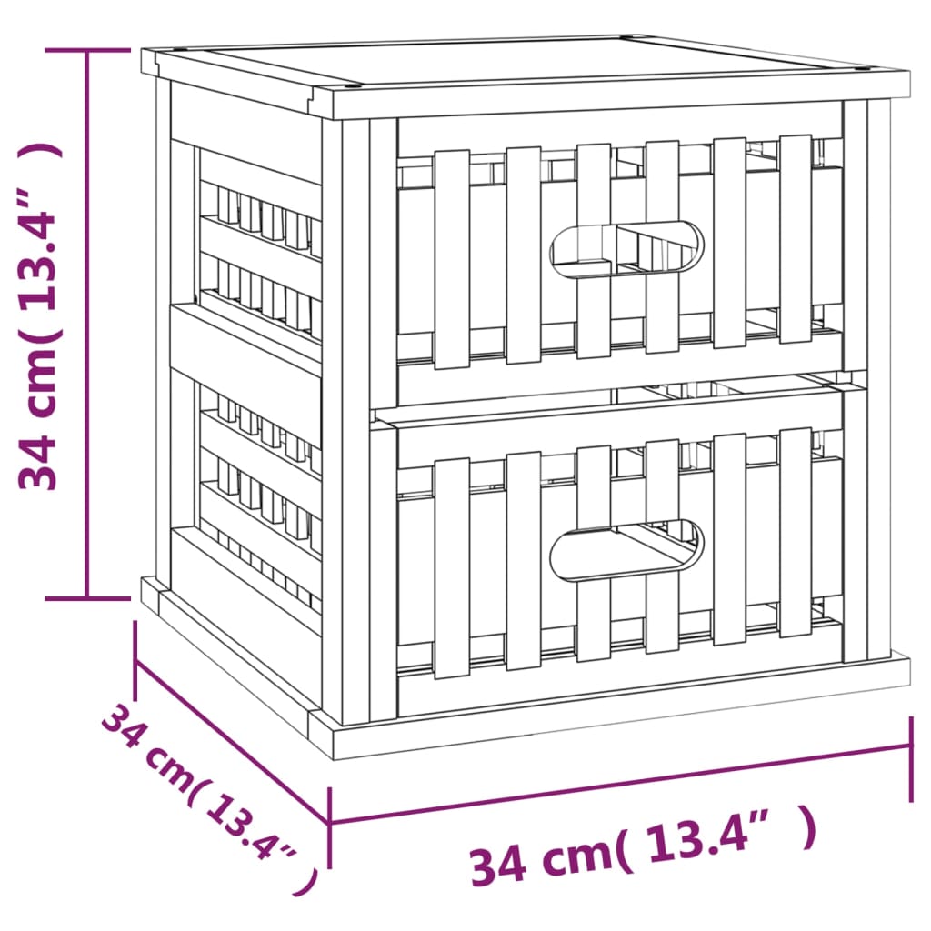 Mesitas de noche 2 uds madera maciza de nogal 34x34x34 cm vidaXL