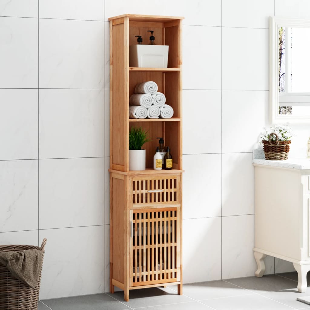 Vetonek Mueble de baño madera maciza de nogal 42x29x182 cm