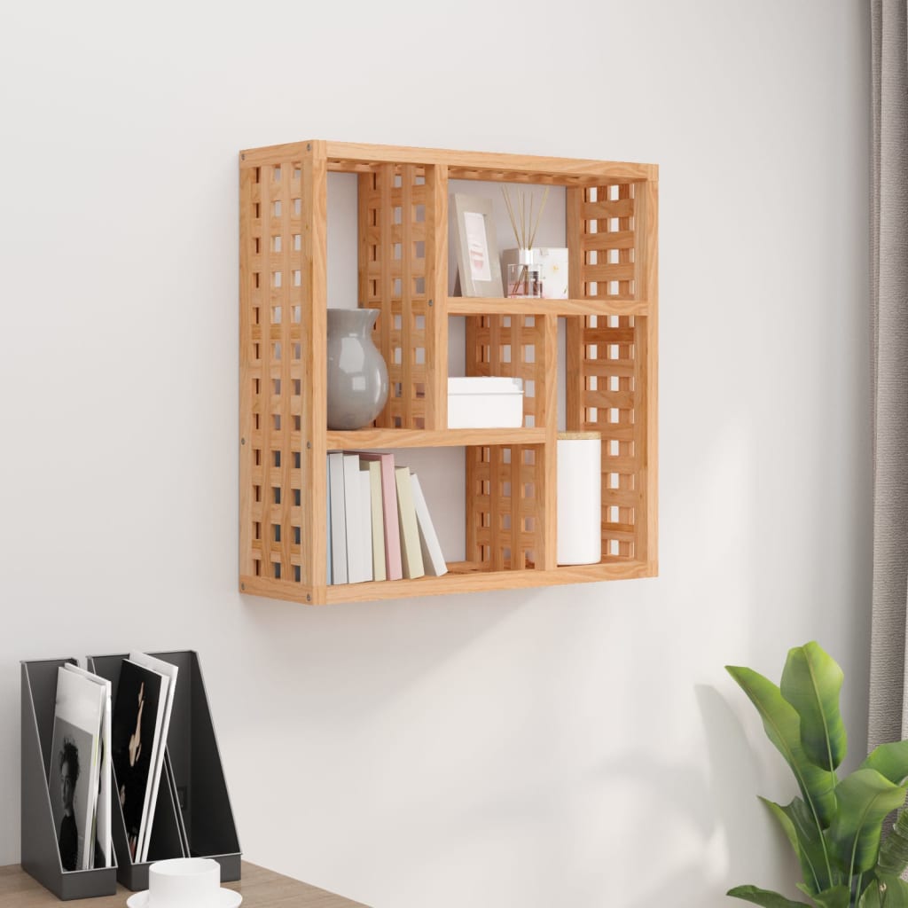 Vetonek Estante de pared madera maciza nogal 49x15x49 cm