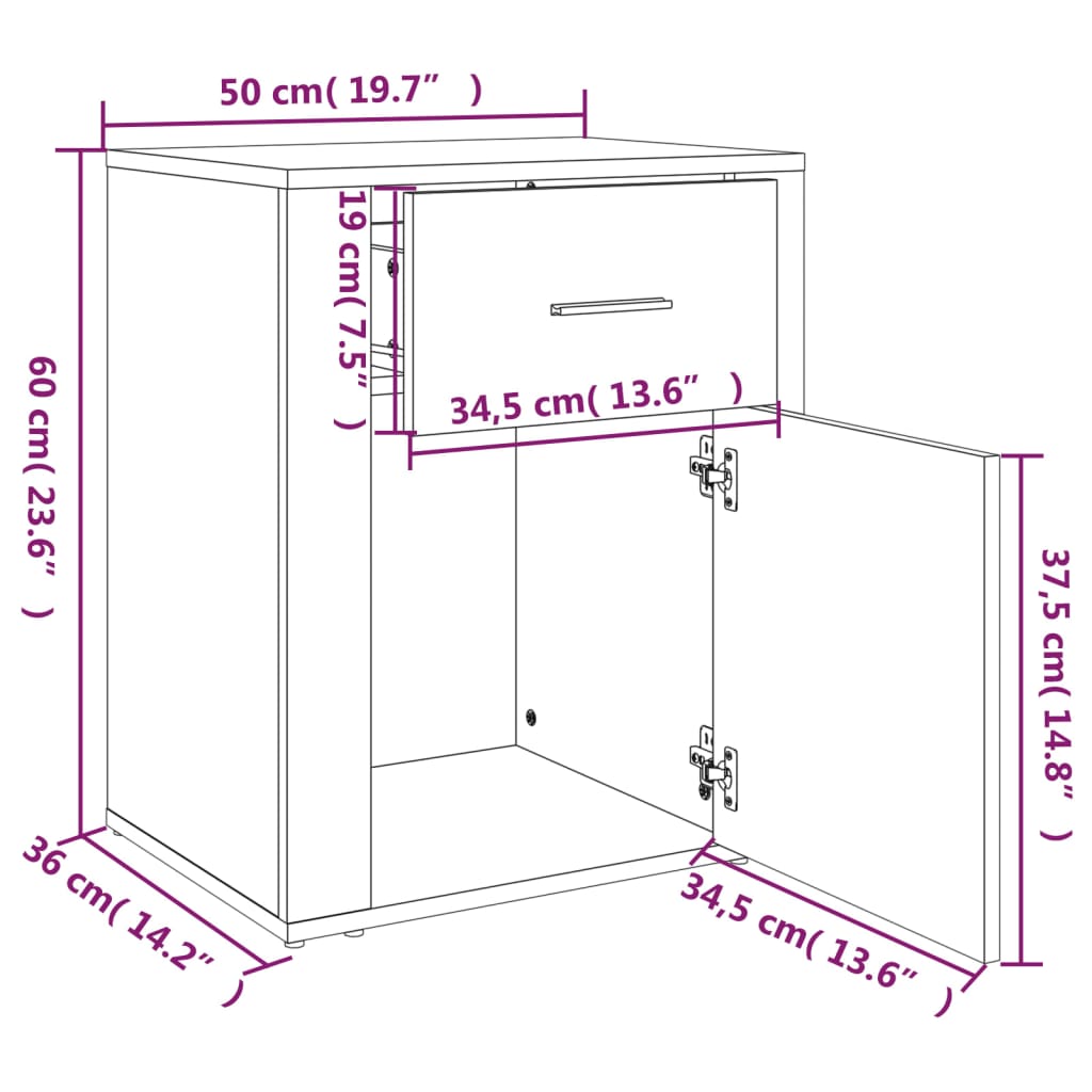 Mesita de noche madera blanco 50x36x60 cm vidaXL