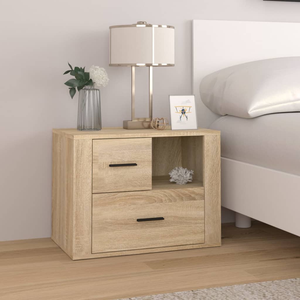 Vetonek Mesita de noche madera contrachapada roble sonoma 60x36x45 cm