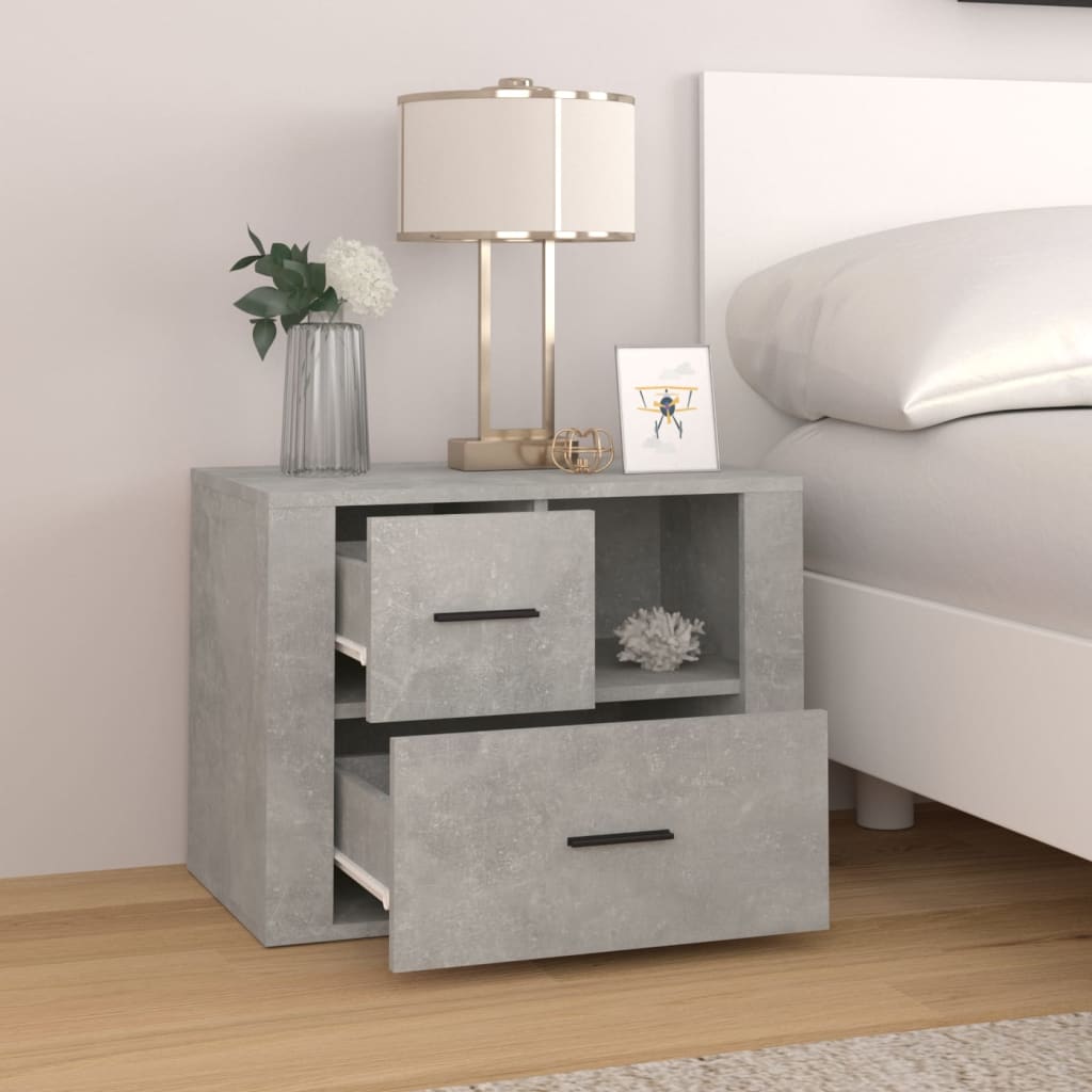 Tavolo da notte in legno in cemento grigio 60x36x45 cm