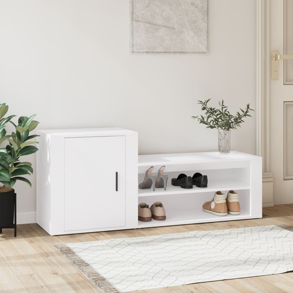 Vetonek Mueble zapatero madera contrachapada blanco 130x35x54 cm