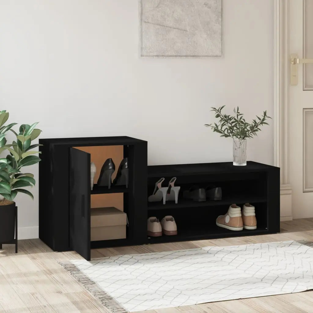 Mueble zapatero madera negro 130x35x54 cm - Vetonek