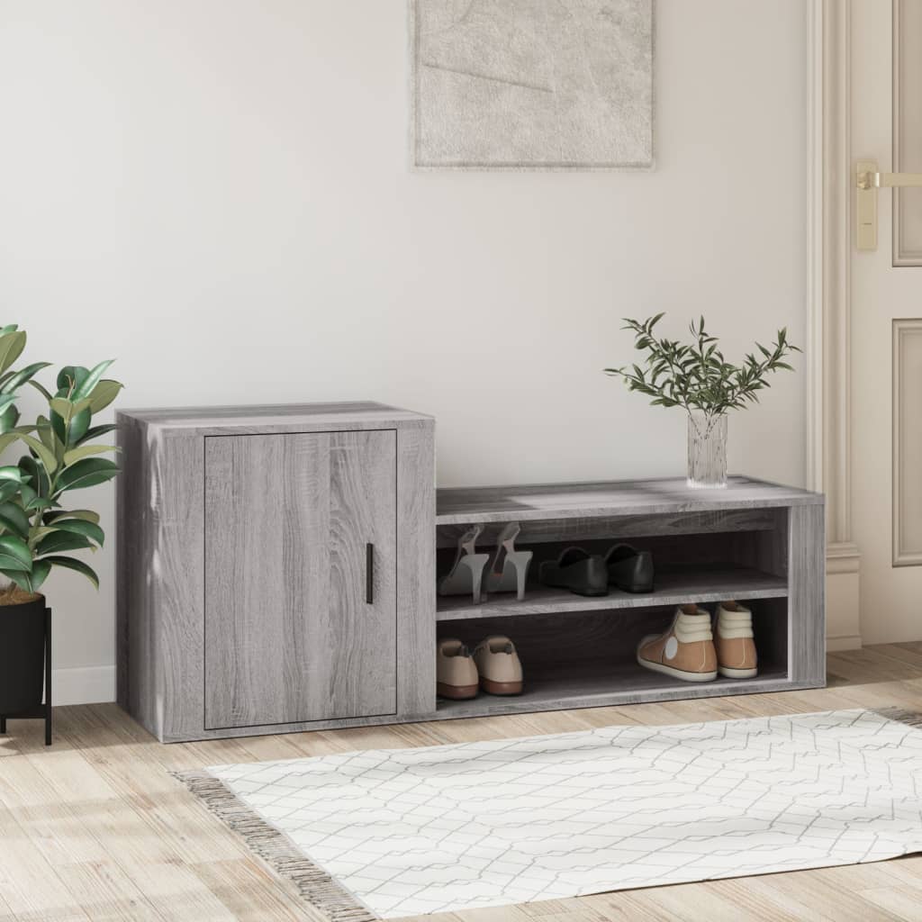 Vetonek Mueble zapatero madera contrachapada gris Sonoma 130x35x54 cm