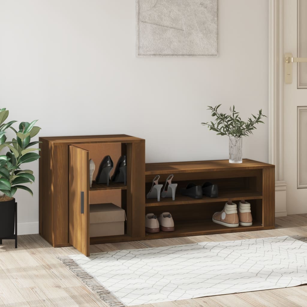 Mueble zapatero madera roble marrón 130x35x54 cm - Vetonek