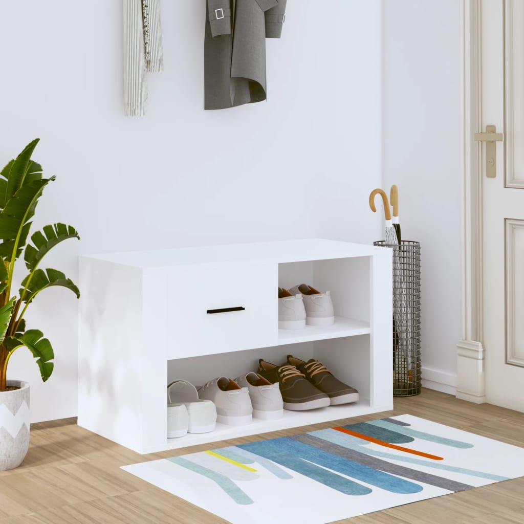 Vetonek Mueble zapatero madera contrachapada blanco 80x35x45 cm