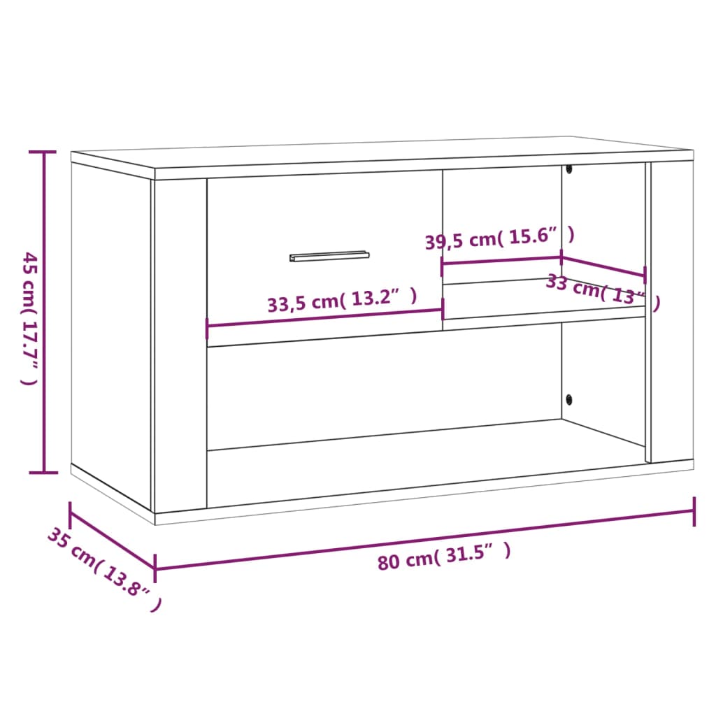 Mueble zapatero madera roble ahumado 80x35x45 cm - Vetonek