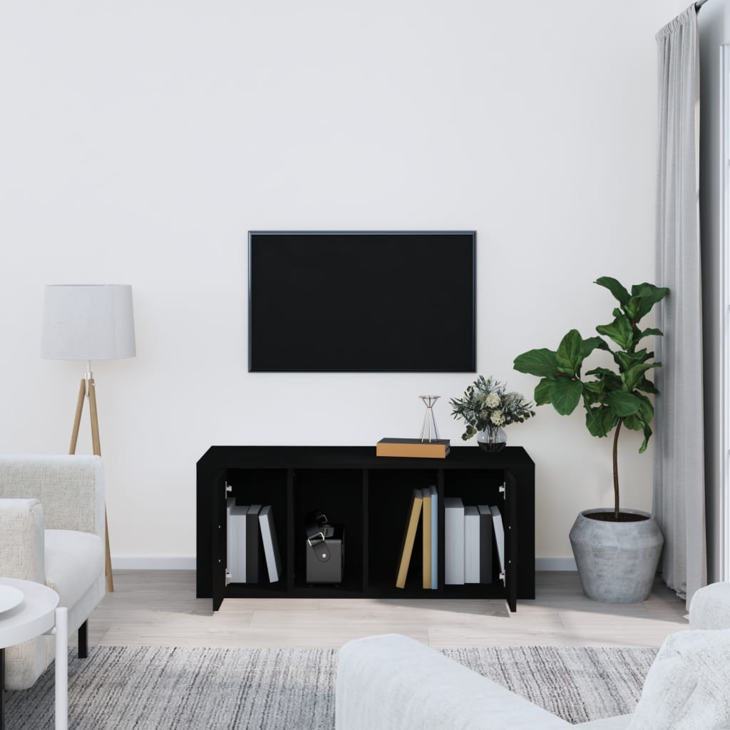 TV furniture black wood 100x35x40 cm