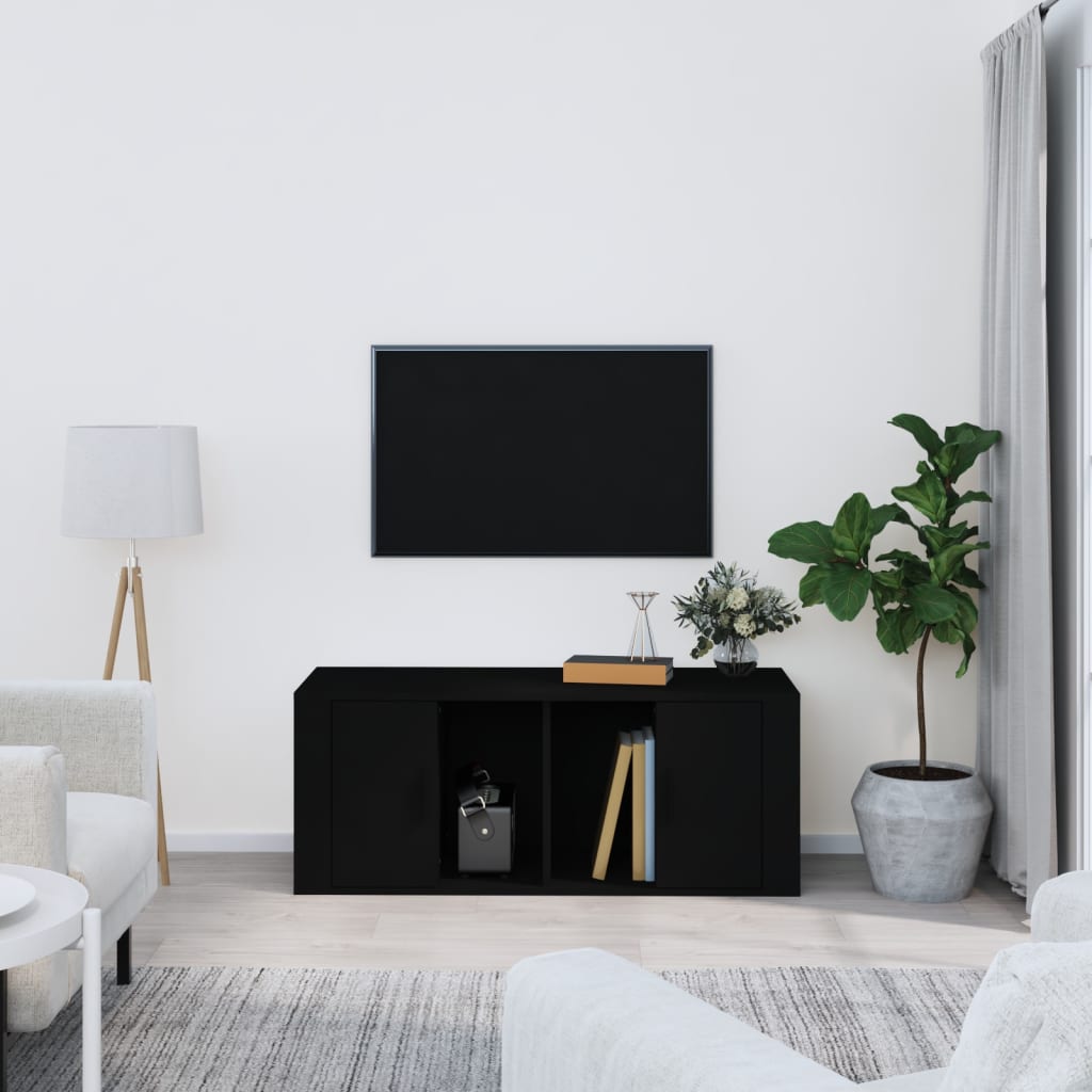 Vetonek Mueble para TV madera contrachapada negra 100x35x40 cm