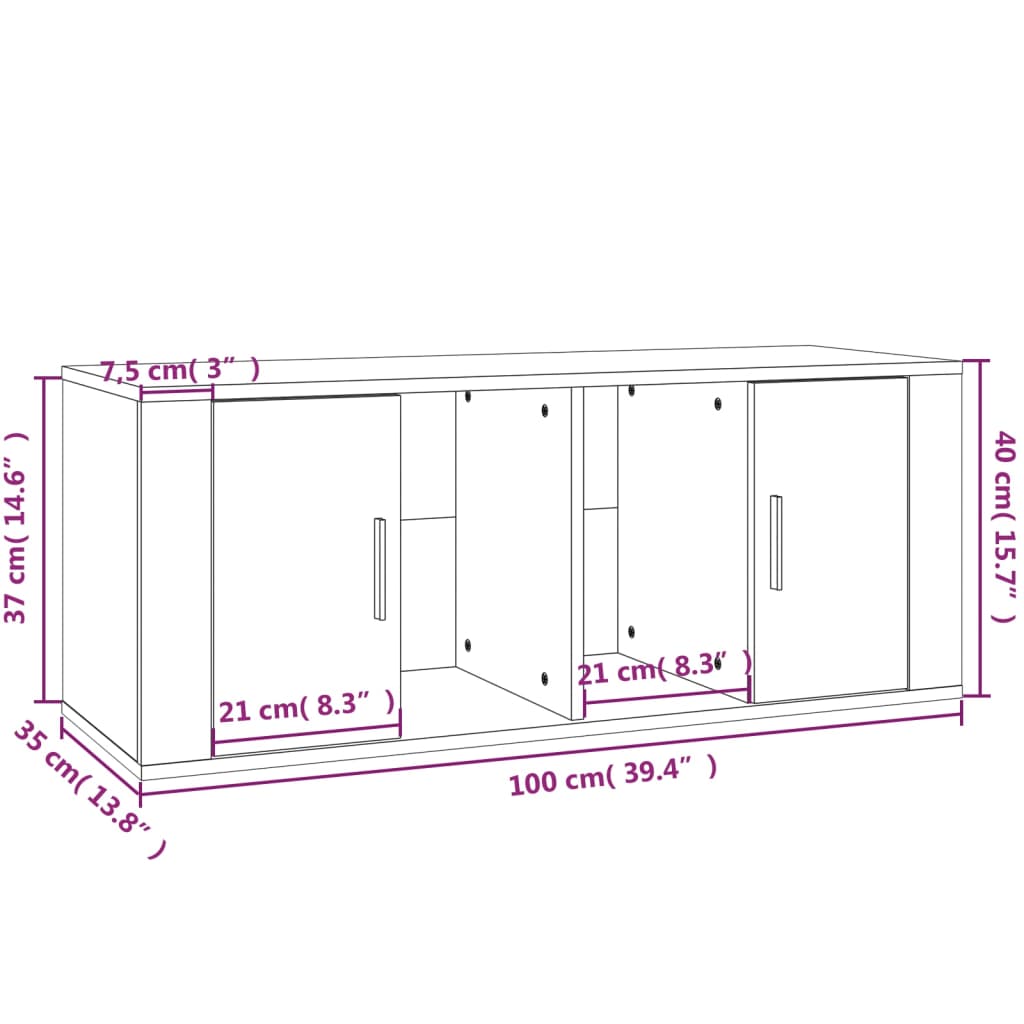 TV Furniture Smoked Oak 100x35x40 cm