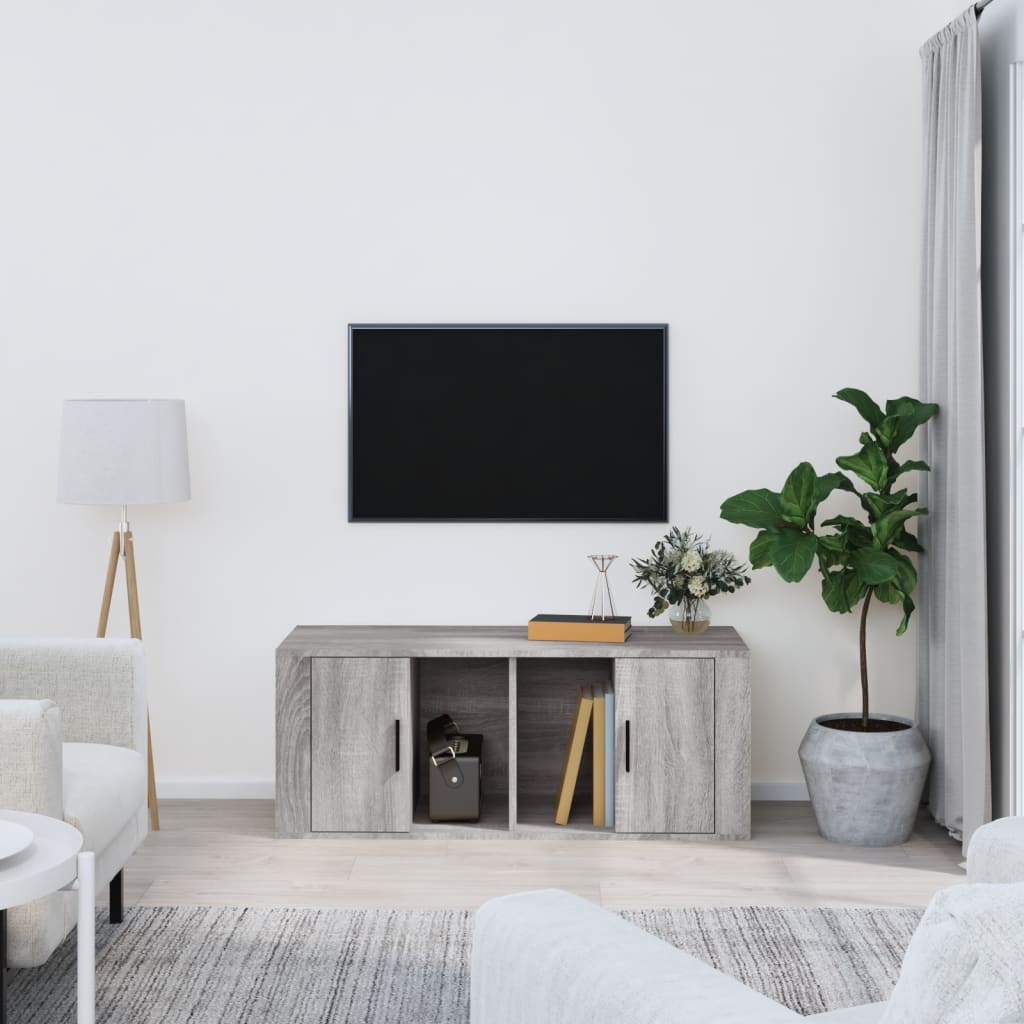 Vetonek Mueble de TV madera contrachapada gris Sonoma 100x35x40 cm