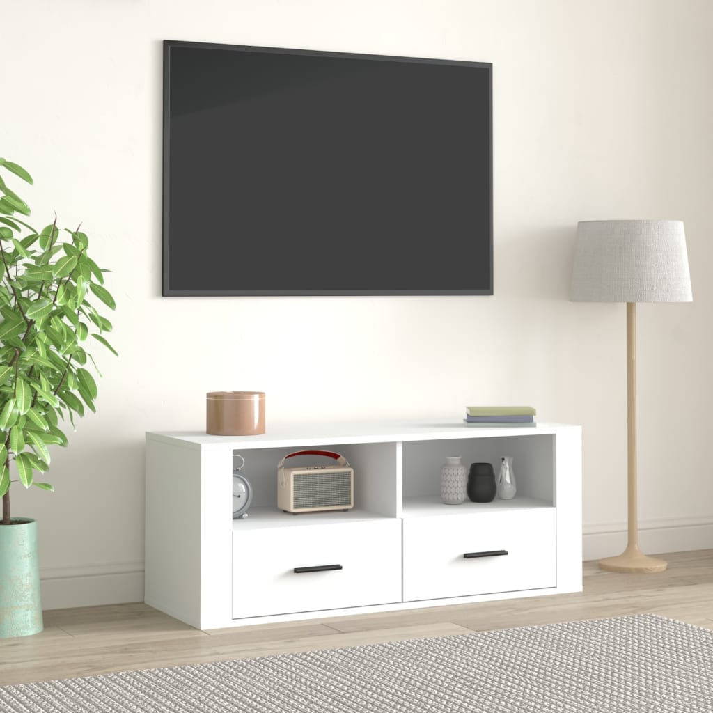 Vetonek Mueble para TV madera contrachapada blanco 100x35x40 cm