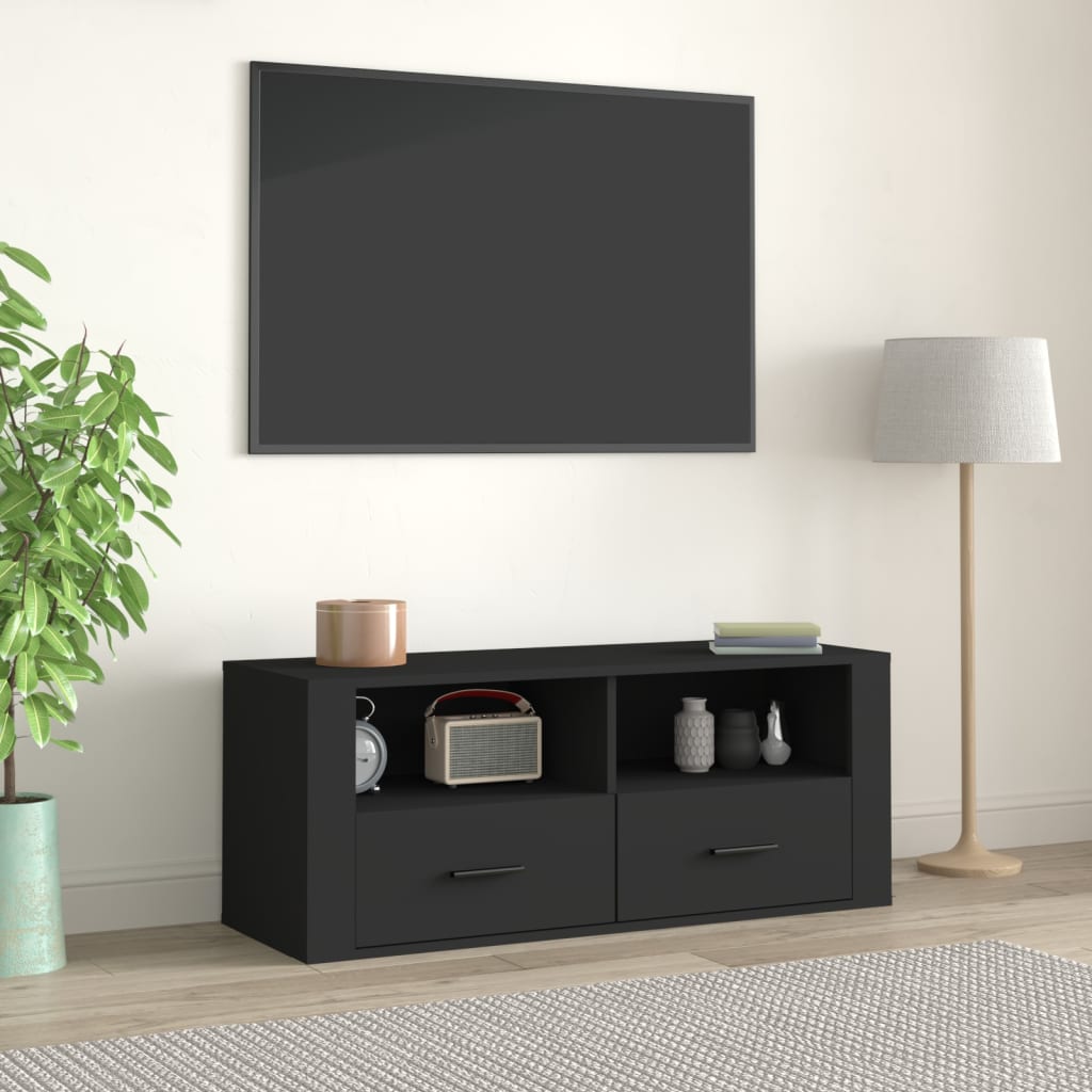 Vetonek Mueble para TV madera contrachapada negra 100x35x40 cm