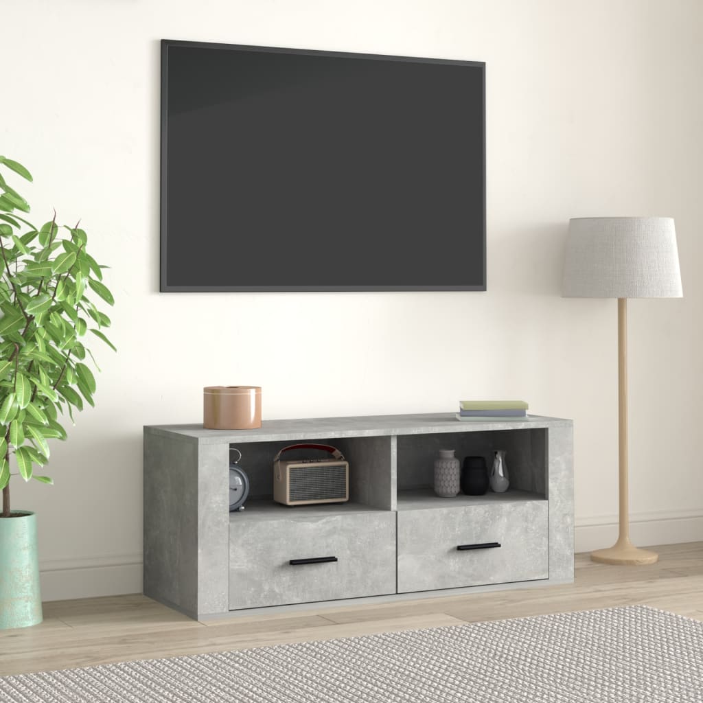 Vetonek Mueble para TV contrachapada gris hormigón 100x35x40 cm