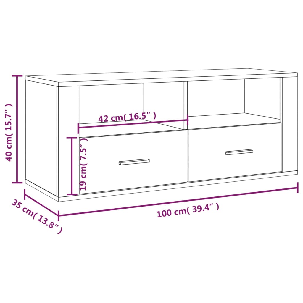 TV Furniture Smoked Oak 100x35x40 cm