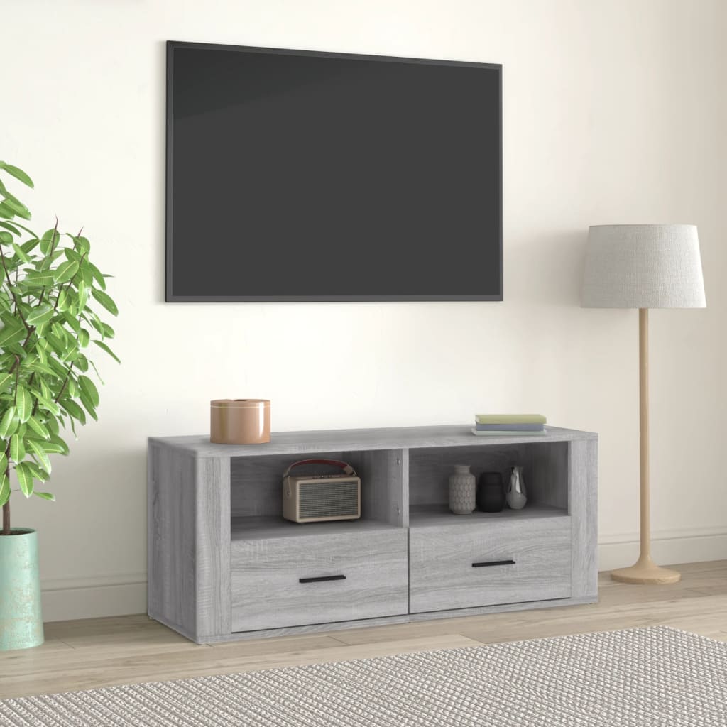 Vetonek Mueble de TV madera contrachapada gris Sonoma 100x35x40 cm