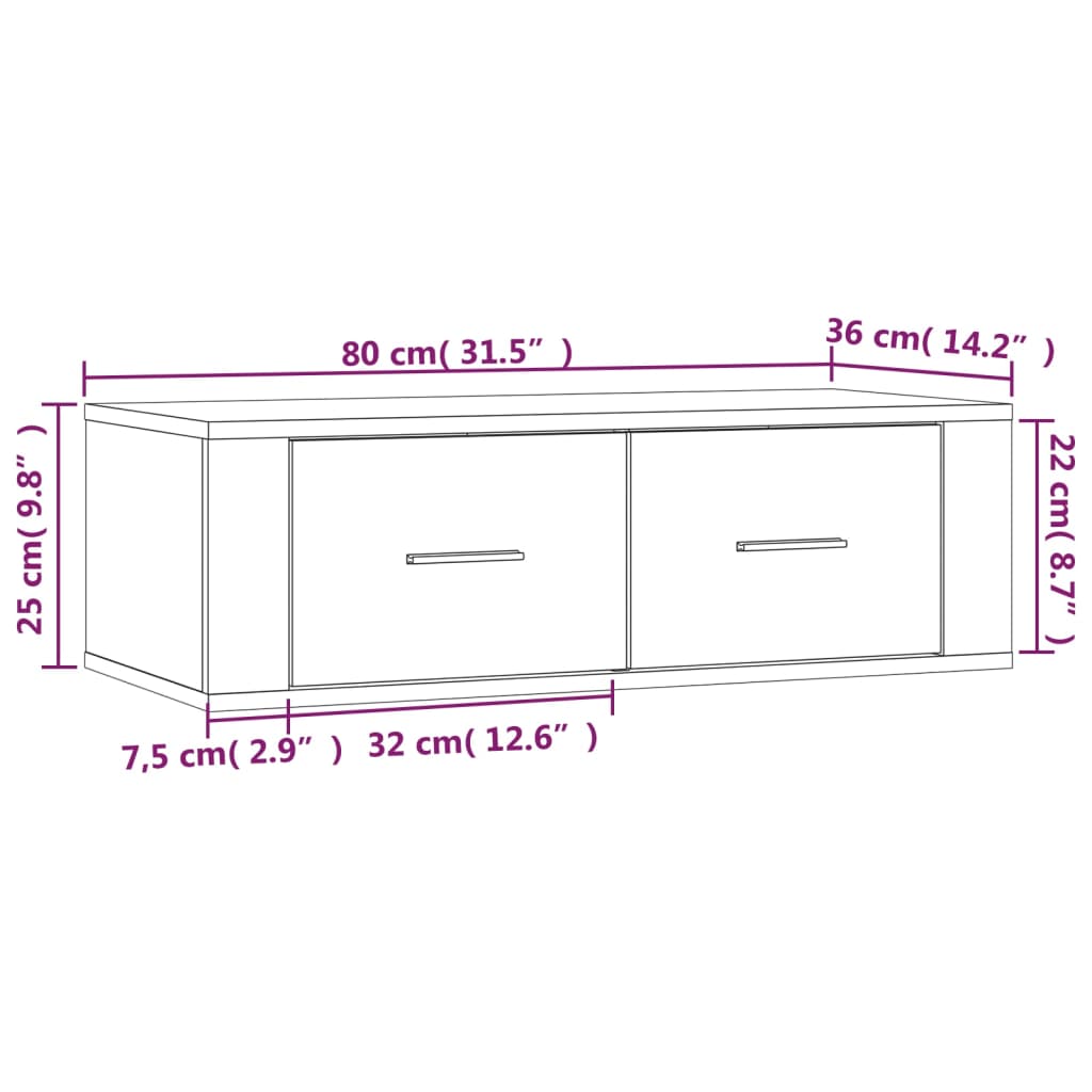 Mueble de TV colgante madera blanco 80x36x25 cm vidaXL