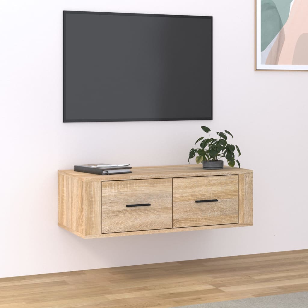 Vetonek Mueble TV colgante madera contrachapada roble Sonoma 80x36x25cm