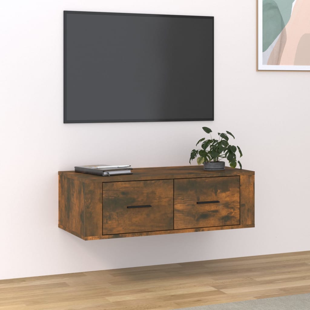 Vetonek Mueble de TV colgante madera roble ahumado 80x36x25 cm