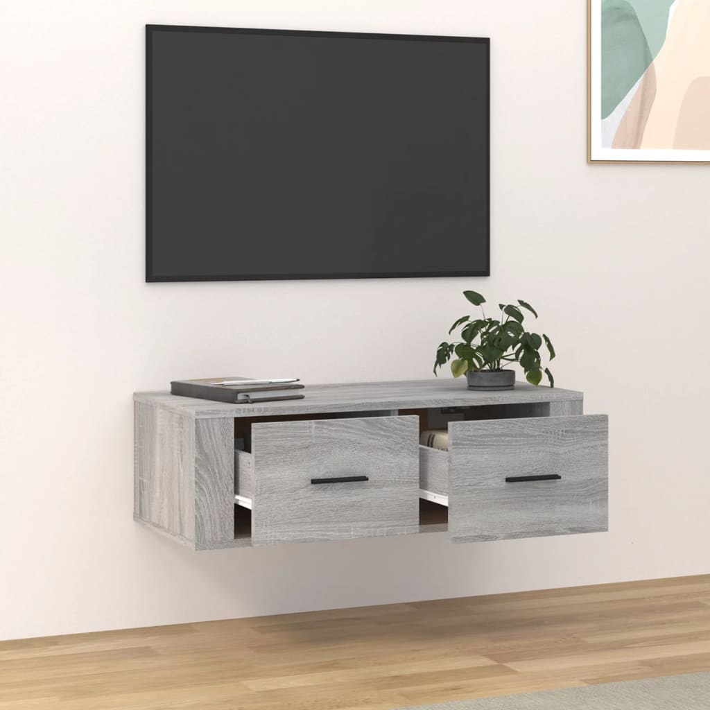 Mueble TV colgante madera gris Sonoma 80x36x25 cm