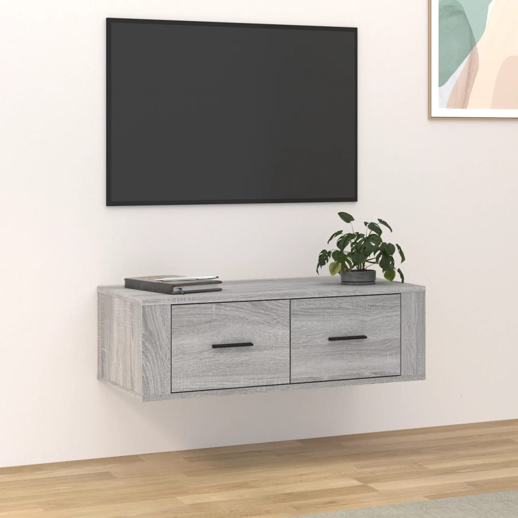 Vetonek Mueble TV colgante madera contrachapada gris Sonoma 80x36x25 cm